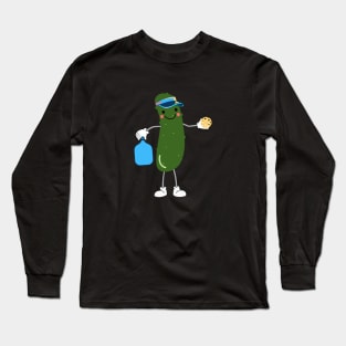 Pickleball Pickle Character Long Sleeve T-Shirt